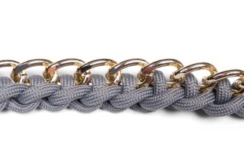 styleBREAKER Taschen Schulterriemen mit eingeflochtener Kette, Wechsel Taschengurt, Handyband, Handykette, Karabiner 02013038