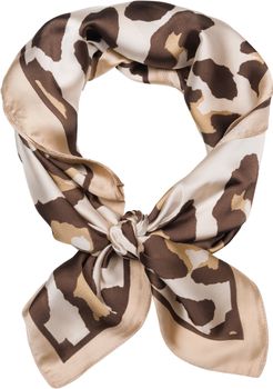 styleBREAKER Halstuch mit Leoparden Animal Print Muster | Vierecktuch mit farbigem Rand | seidig weich und vielseitig tragbar | 70 x 70 cm | Kopftuch Bandana Damen Accessoire