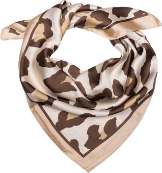 styleBREAKER Halstuch mit Leoparden Animal Print Muster | Vierecktuch mit farbigem Rand | seidig weich und vielseitig tragbar | 70 x 70 cm | Kopftuch Bandana Damen Accessoire