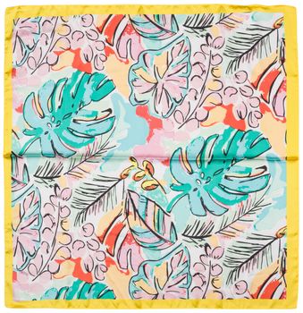 styleBREAKER Damen Halstuch mit Palmen Blätter Blüten Muster im Popart Style, Tuch Quadratisch, Vierecktuch Bunt, Kopftuch 01016237
