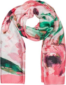 styleBREAKER Damen Schal mit buntem Blumen Muster im Aquarell Stil, Seidig leichtes Tuch 01016238