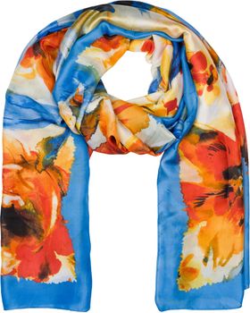 styleBREAKER Damen Schal mit buntem Blumen Muster im Aquarell Stil, Seidig leichtes Tuch 01016238