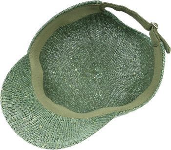 styleBREAKER Damen Sommer Baseball Cap gewebt mit Pailletten | Luftiges Basecap mit Metallschnalle verstellbar | Einfarbige Schildkappe für Strand und Freizeit