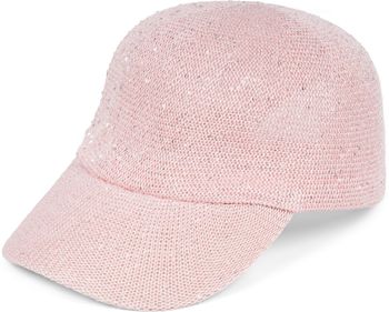 styleBREAKER Damen Sommer Baseball Cap gewebt mit Pailletten | Luftiges Basecap mit Metallschnalle verstellbar | Einfarbige Schildkappe für Strand und Freizeit
