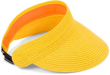 styleBREAKER Papierstroh Visor Cap einfarbig | Sonnenvisier mit elastischem Band und Hakenverschluss | Luftige Schildkappe als Sonnenhut für Damen