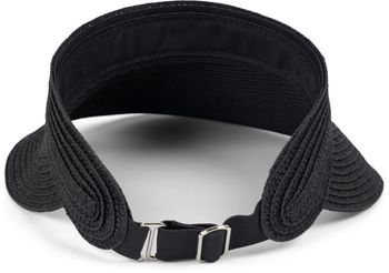styleBREAKER Papierstroh Visor Cap einfarbig | Sonnenvisier mit elastischem Band und Hakenverschluss | Luftige Schildkappe als Sonnenhut für Damen