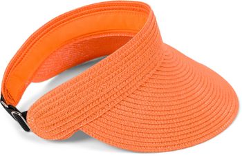 styleBREAKER Papierstroh Visor Cap einfarbig | Sonnenvisier mit elastischem Band und Hakenverschluss | Luftige Schildkappe als Sonnenhut für Damen