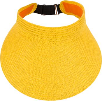 styleBREAKER Papierstroh Visor Cap einfarbig | Sonnenvisier mit elastischem Band und Hakenverschluss | Luftige Schildkappe als Sonnenhut für Damen