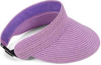 styleBREAKER Papierstroh Visor Cap einfarbig | Sonnenvisier mit elastischem Band und Hakenverschluss | Luftige Schildkappe als Sonnenhut für Damen