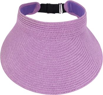 styleBREAKER Papierstroh Visor Cap einfarbig | Sonnenvisier mit elastischem Band und Hakenverschluss | Luftige Schildkappe als Sonnenhut für Damen