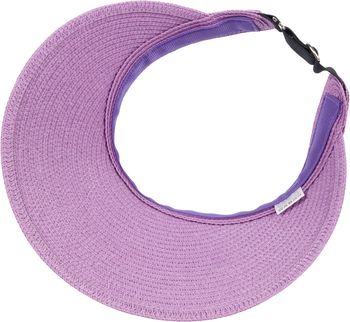 styleBREAKER Papierstroh Visor Cap einfarbig | Sonnenvisier mit elastischem Band und Hakenverschluss | Luftige Schildkappe als Sonnenhut für Damen