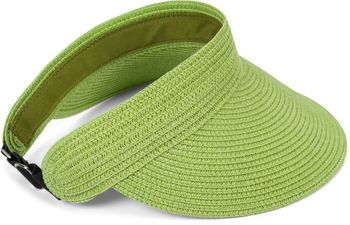 styleBREAKER Papierstroh Visor Cap einfarbig | Sonnenvisier mit elastischem Band und Hakenverschluss | Luftige Schildkappe als Sonnenhut für Damen