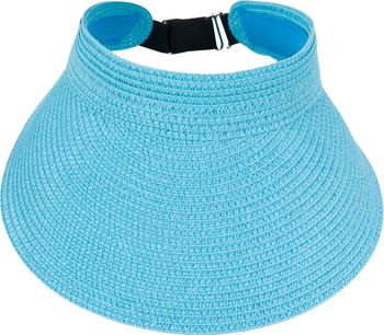 styleBREAKER Papierstroh Visor Cap einfarbig | Sonnenvisier mit elastischem Band und Hakenverschluss | Luftige Schildkappe als Sonnenhut für Damen