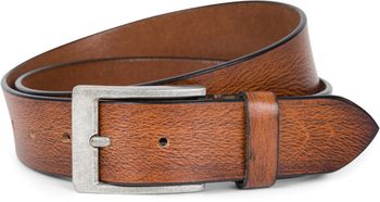 styleBREAKER Unisex Rindsleder Gürtel Unifarben mit gemaserter Oberfläche und gebürsteter Schnalle, kürzbar 03010126