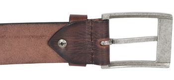 styleBREAKER Unisex Rindsleder Gürtel Unifarben mit gemaserter Oberfläche und gebürsteter Schnalle, kürzbar 03010126