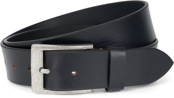 styleBREAKER Unisex Rindsleder Gürtel Unifarben mit gemaserter Oberfläche und gebürsteter Schnalle, kürzbar 03010126