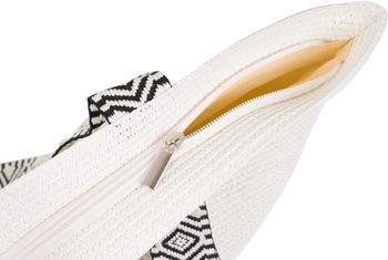 styleBREAKER Papierstroh Strandtasche mit Azteken Muster Bändern | Damen Flechttasche mit Reißverschluss | 50 x 37 x 13 cm