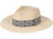 styleBREAKER Damen Panama Sonnenhut Einfarbig mit Stoff Hutband mit Azteken Muster, Strohhut, Schlapphut, Sommerhut, Fedora Hut 04025046