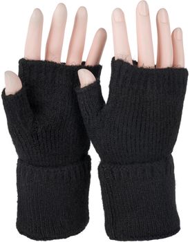 styleBREAKER Damen Fingerlose Strickhandschuhe Einfarbig mit Bund, warme Winter Handschuhe 09010052