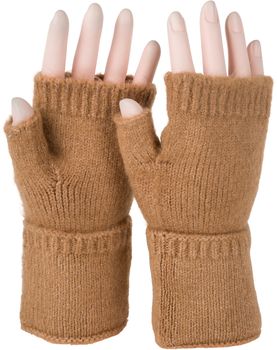 styleBREAKER Damen Fingerlose Strickhandschuhe Einfarbig mit Bund, warme Winter Handschuhe 09010052