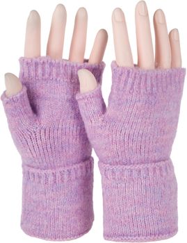 styleBREAKER Damen Fingerlose Strickhandschuhe Einfarbig mit Bund, warme Winter Handschuhe 09010052