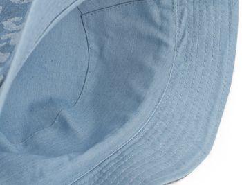 styleBREAKER Damen Wendehut 2-in-1 | Reversible Bucket Hat mit Leopard Print & Unifarbener Denim-Seite | Jeans Fischerhut für Freizeit, Strand, Festival, Sommerhut aus Baumwolle