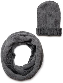styleBREAKER 2-Teiliges Schal und Mütze Kombi Set, Unisex Strick Loop Schlauchschal mit Strick Beanie Mütze 01018203