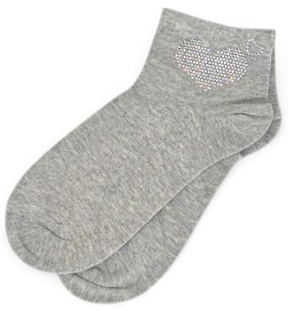 styleBREAKER Damen Socken mit Strass Herz Applikation | knöchellang mit Elastikbund | weicher Baumwoll-Mix | One Size 36-41 EU