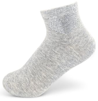 styleBREAKER Damen Socken mit Strass Herz Applikation | knöchellang mit Elastikbund | weicher Baumwoll-Mix | One Size 36-41 EU