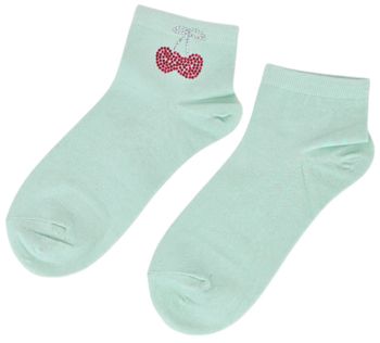 styleBREAKER Damen Socken mit Strass Kirschen Applikation | knöchellang mit Elastikbund | weicher Baumwoll-Mix | One Size 36-41 EU