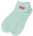 styleBREAKER Damen Socken mit Strass Kirschen Applikation | knöchellang mit Elastikbund | weicher Baumwoll-Mix | One Size 36-41 EU