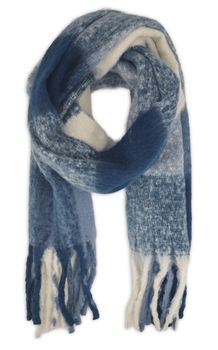 styleBREAKER Damen Webschal mit Karo Muster | Langer Schal mit dicken, langen Fransen | weicher Winter Strickschal warmes Material Stola