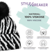 styleBREAKER Damen Bommelmütze Strick mit Zebra Muster | warme Strickmütze mit Kunstfell Pompon | elastische Winter Beanie Pudelmütze Viskose