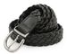 styleBREAKER Damen Flechtgürtel schmal aus Kunstleder | 2,8 cm breit | geflochtener Gürtel mit silberner Dornschließe | One Size 110 cm lang