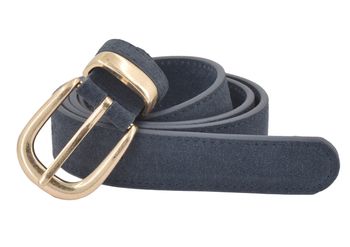 styleBREAKER Damen Echtleder Gürtel 3 cm | weiches Rindsleder Velours Optik | Edle Antik Gold Schnalle | Vintage Wildleder Look für Jeans & Kleider | Kürzbar