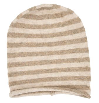 styleBREAKER Damen Feinstrick Beanie Mütze mit Streifen Muster | Slouch Strickmütze | weiche Viskose & Wolle