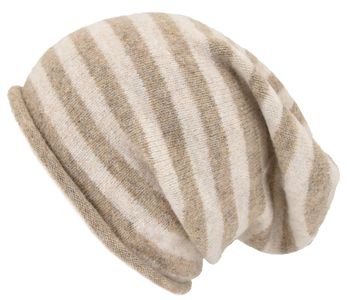 styleBREAKER Damen Feinstrick Beanie Mütze mit Streifen Muster | Slouch Strickmütze | weiche Viskose & Wolle