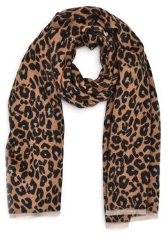 styleBREAKER Damen Schal mit Leoparden Muster | langer Tuchschal 188x67 cm | weiche Viskose mit Fransen | Animal Print Stola