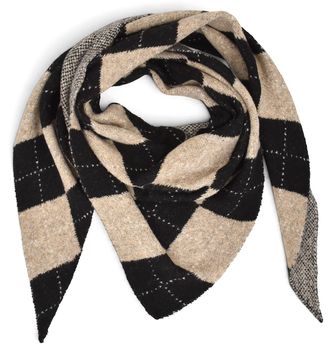 styleBREAKER Damen Strick Dreieckstuch mit Argyle Muster | großes 2in1 Wende Halstuch 200x79 cm | weiche Viskose & Wolle | Schultertuch
