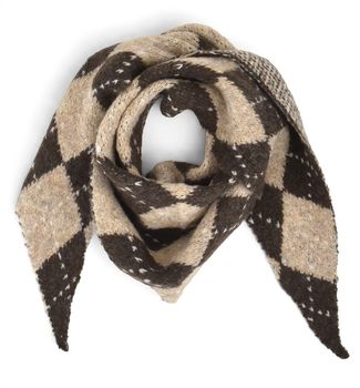 styleBREAKER Damen Mini Strick Dreieckstuch mit Argyle Muster | 2in1 Wende Halstuch 101x35 cm | Viskose & Wolle | Scandi Sophie Scarf