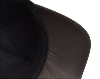 styleBREAKER Unisex Baseball Cap Kunstleder | 6-Panel Leder Optik Basecap mit gebogenem Schirm | Verstellbare Einfarbige Kappe 56-59 cm