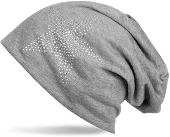 styleBREAKER klassische leichte Unisex Beanie Mütze mit Stern Strass Applikation 04024019