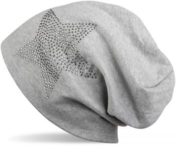 styleBREAKER klassische Unisex Beanie Mütze mit Stern Strass Applikation, warm 04024023