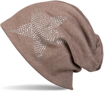 styleBREAKER klassische Unisex Beanie Mütze mit Stern Strass Applikation, warm 04024023