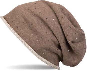 styleBREAKER Damen Beanie Mütze mit Strass-Nieten Applikation und Rollrand, warm 04024024