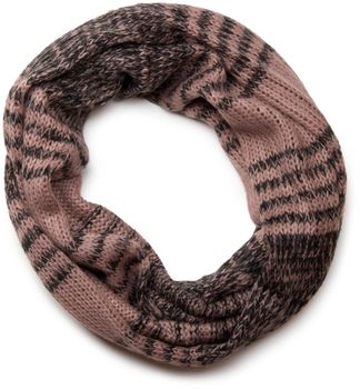styleBREAKER Schal und Mütze Kombi Set, gestreifter Glattstrick Loop Schlauchschal mit Strick Beanie Mütze 01018204
