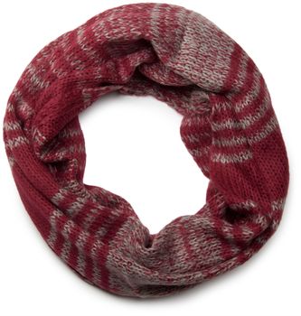 styleBREAKER Schal und Mütze Kombi Set, gestreifter Glattstrick Loop Schlauchschal mit Strick Beanie Mütze 01018204