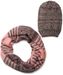 styleBREAKER Schal und Mütze Kombi Set, gestreifter Glattstrick Loop Schlauchschal mit Strick Beanie Mütze 01018204