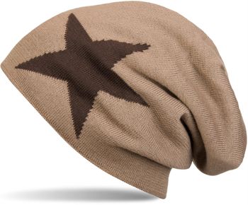 styleBREAKER warme klassische Strick Beanie Mütze mit Stern und sehr weichem Innenfutter, Unisex 04024026