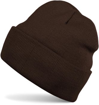 styleBREAKER Unisex Beanie Mütze einfarbig | Klassische Feinstrick Winter Strickmütze mit breitem Umschlag | Elastische Beanie in vielen Farben für Damen und Herren